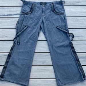 Tripp NYC; Charcoal Grey; Flared Cargo; Black Chains & Lace Details; Juniors 13